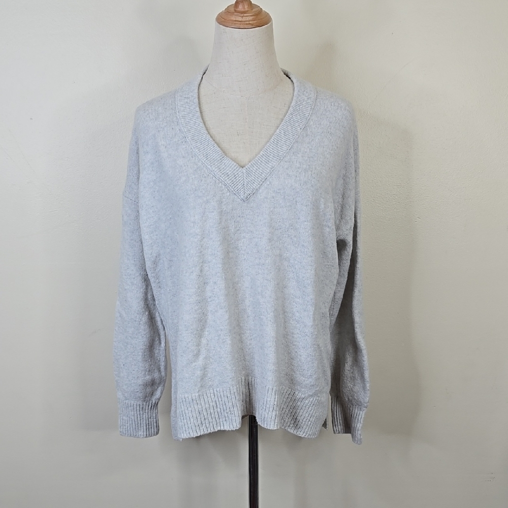 Madewell Bartlett V-Neck Gray Alpaca Wool Sweater L